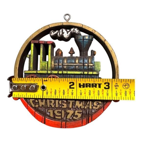 Vintage Hallmark Twirl About Christmas Ornaments Set 1975 1976 Train Angel Tree - Picture 3 of 7